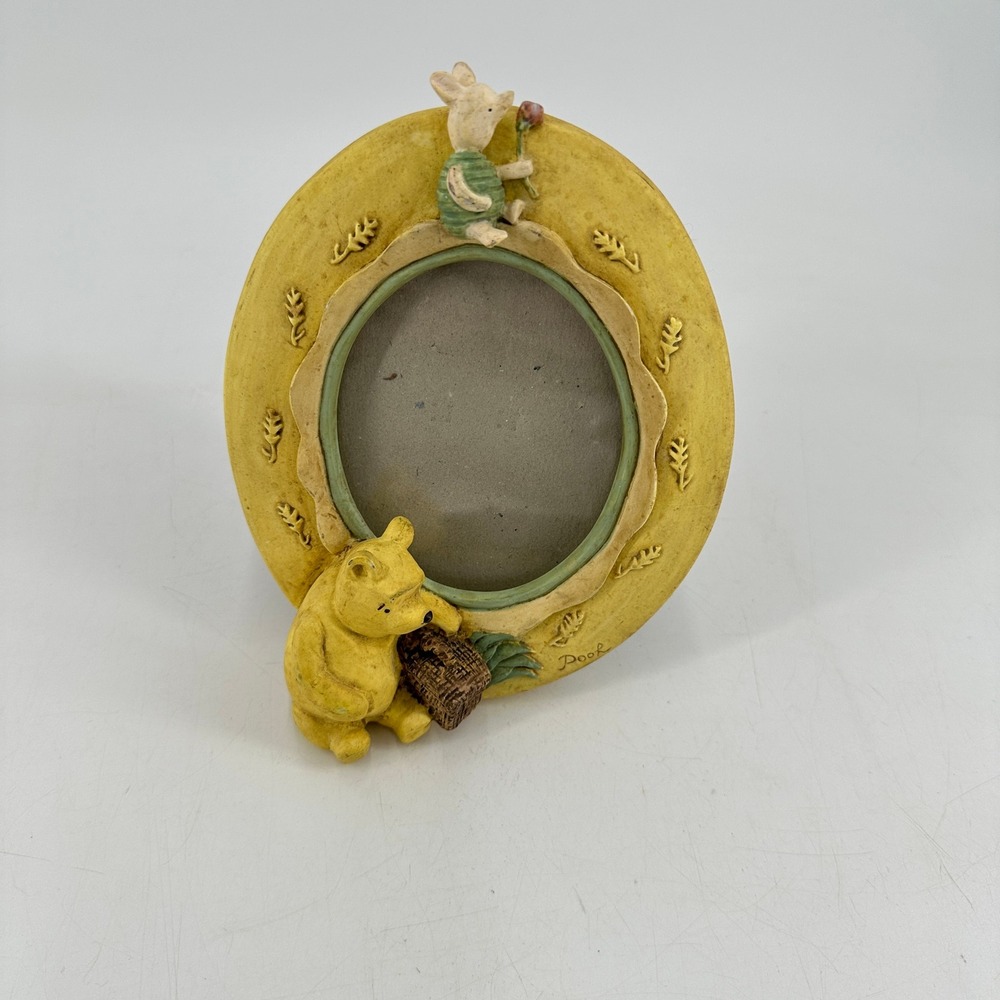 Disney Winnie the Pooh and Piglet 3D Resin Oval Picture Frame Yellow 65165
